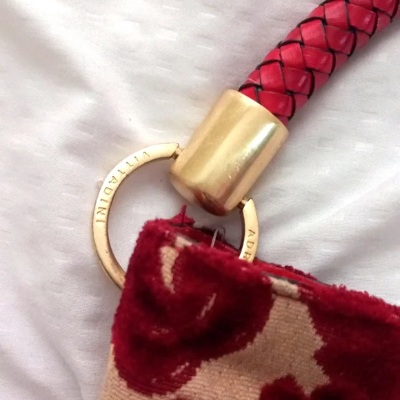 EUC Adrienne Vitadinni Velvet Floral Pattern Handbag in Wine, Cream and Gold - Picture 3 of 6